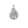 Solid Pewter Ornament (2" dia. Children Building Snowman)